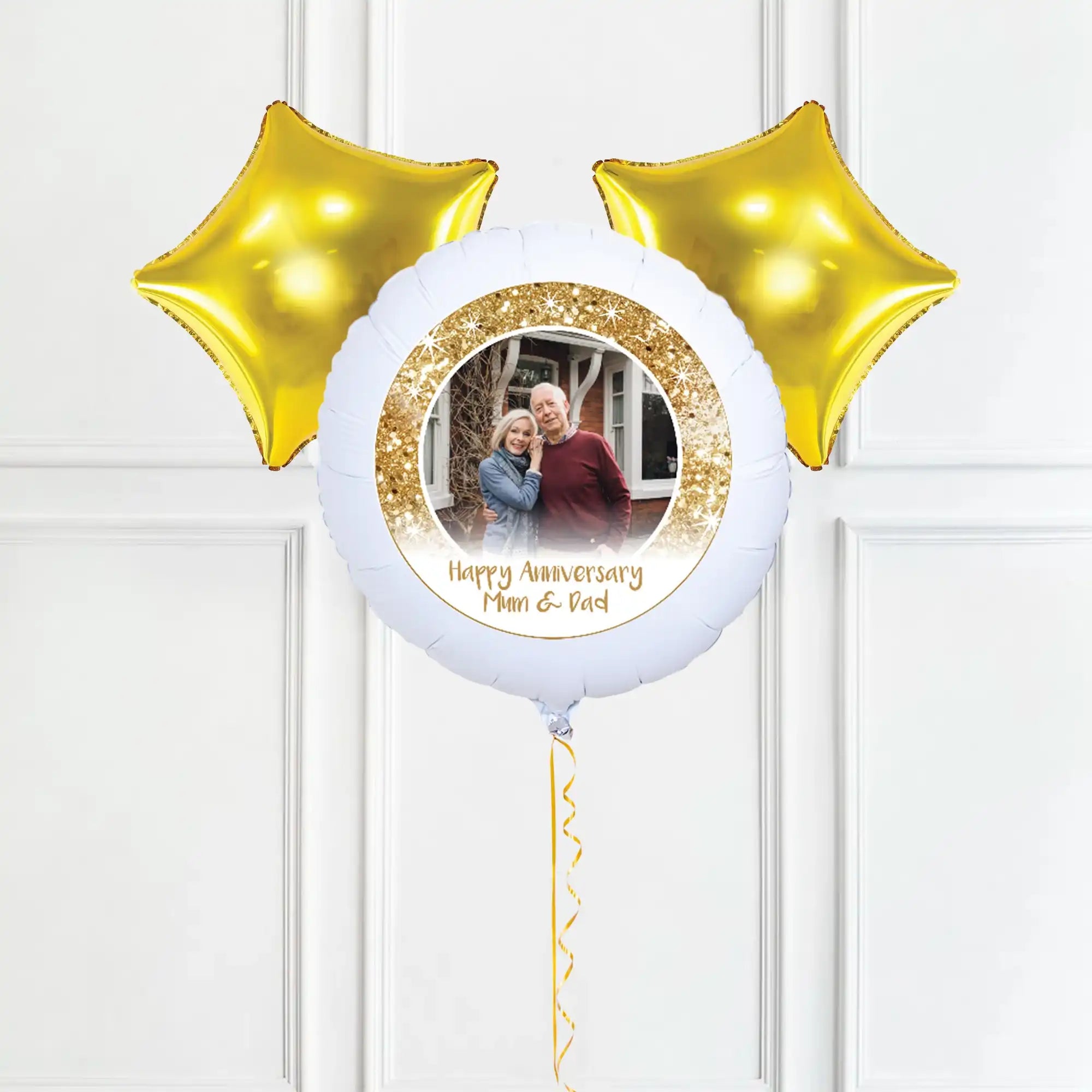 Personalised Photo Balloon – Gold Lustre Single Photo 2 Balloons Personalised Balloons