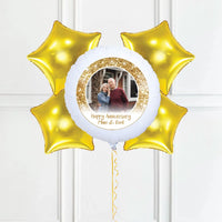 Personalised Photo Balloon – Gold Lustre Single Photo 4 Balloons Personalised Balloons