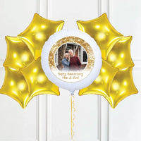Personalised Photo Balloon – Gold Lustre Single Photo 8 Balloons Personalised Balloons