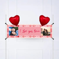 Photo Heart Collage Personalised Party Banner Photo 2 Balloons Personalised Banner