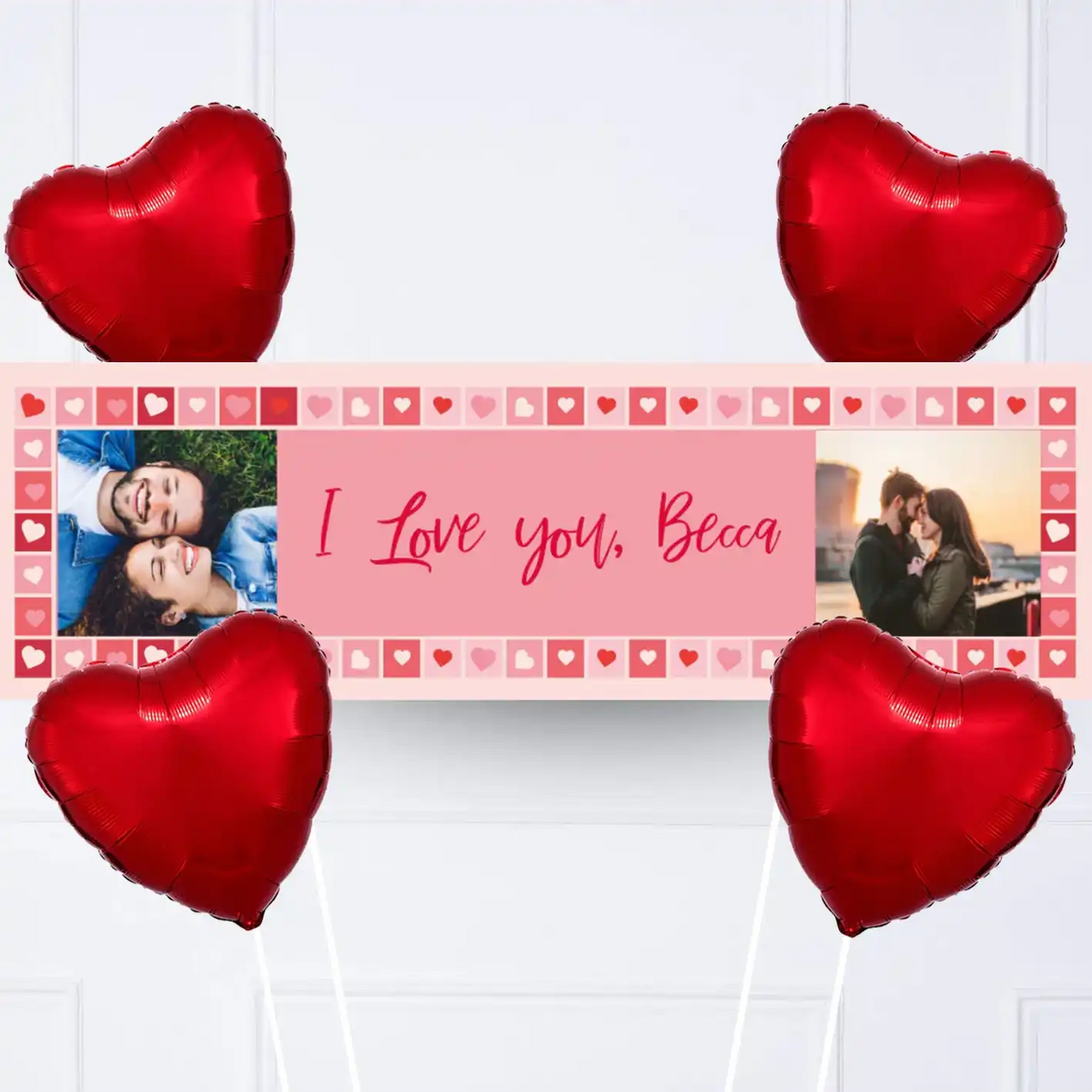 Photo Heart Collage Personalised Party Banner Personalised Banner