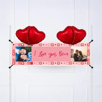 Photo Heart Collage Personalised Party Banner Photo 4 Balloons Personalised Banner