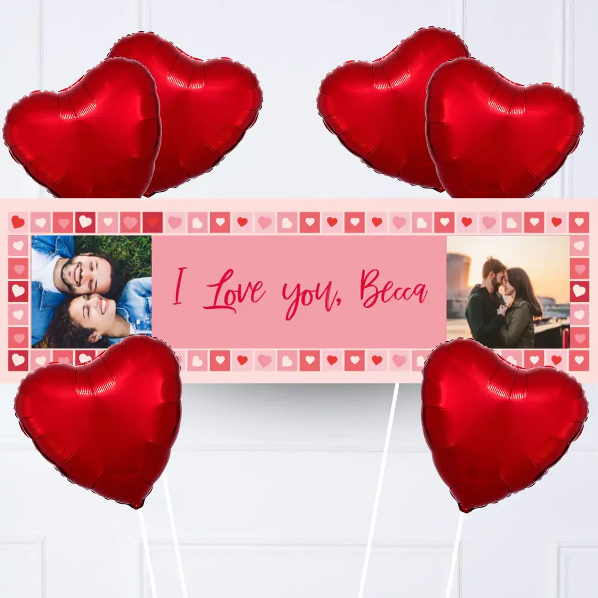 Photo Heart Collage Personalised Party Banner Personalised Banner