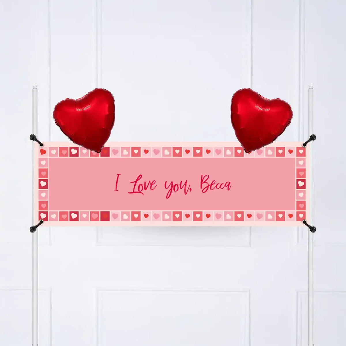 Photo Heart Collage Personalised Party Banner Message 2 Balloons Personalised Banner