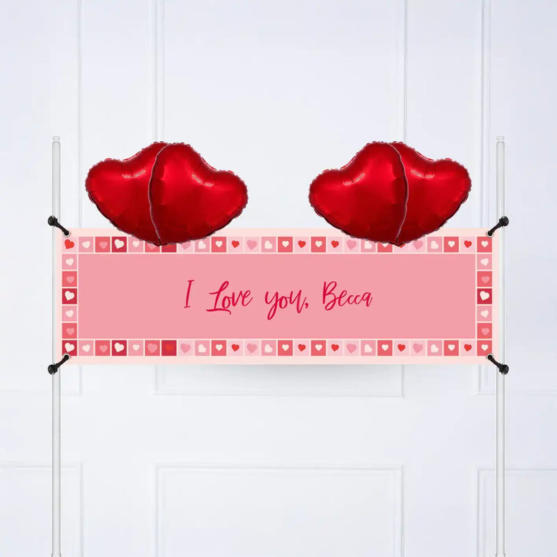 Photo Heart Collage Personalised Party Banner Message 4 Balloons Personalised Banner
