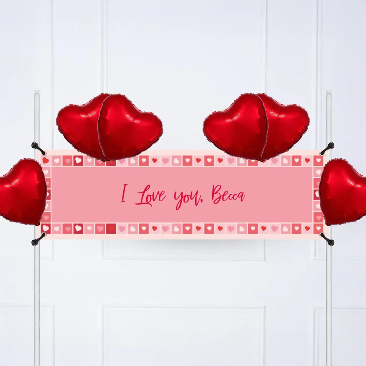 Photo Heart Collage Personalised Party Banner Message 6 Balloons Personalised Banner