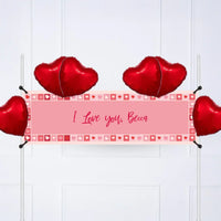 Photo Heart Collage Personalised Party Banner Message 6 Balloons Personalised Banner