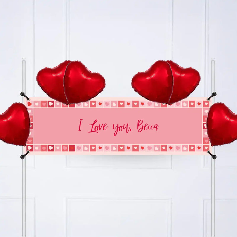 Photo Heart Collage Personalised Party Banner Message 6 Balloons Personalised Banner