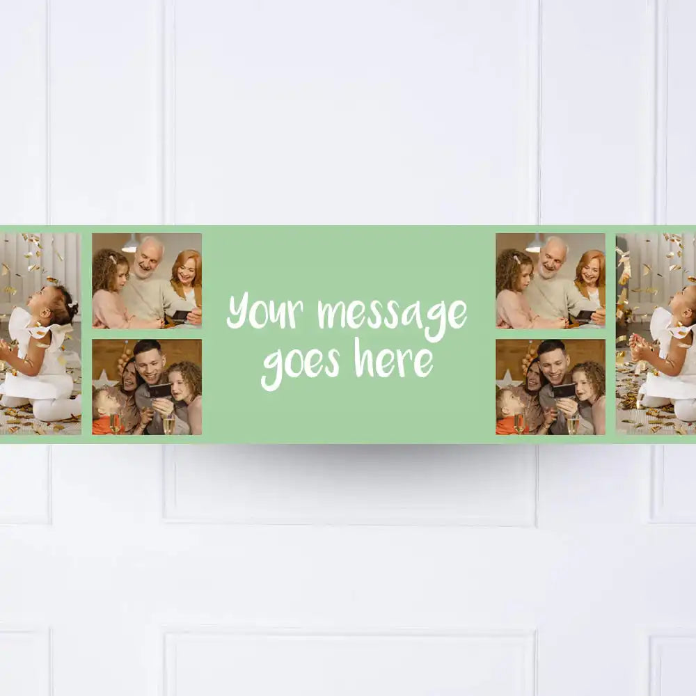 Coloured Collage Personalised Party Banner Green None Personalised Banner