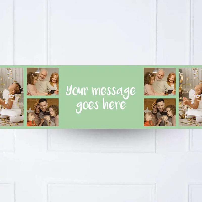 Coloured Collage Personalised Party Banner Green None Personalised Banner