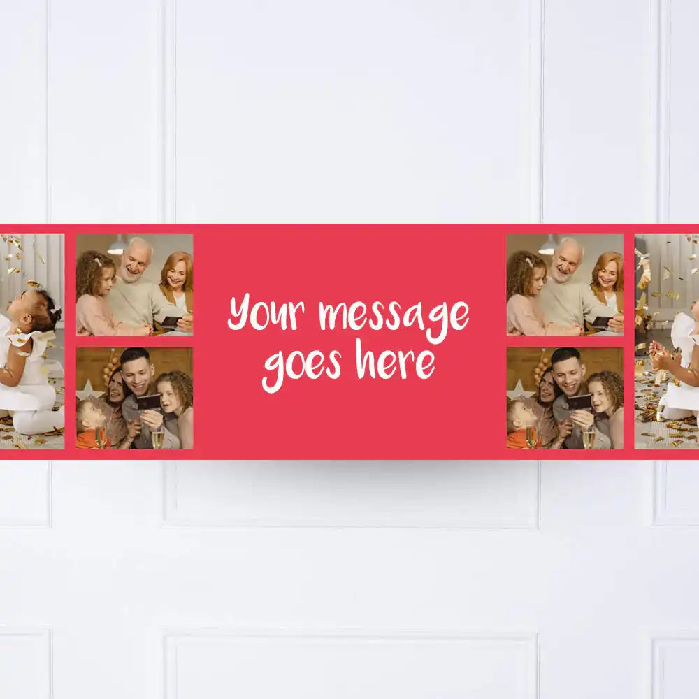 Coloured Collage Personalised Party Banner Red None Personalised Banner