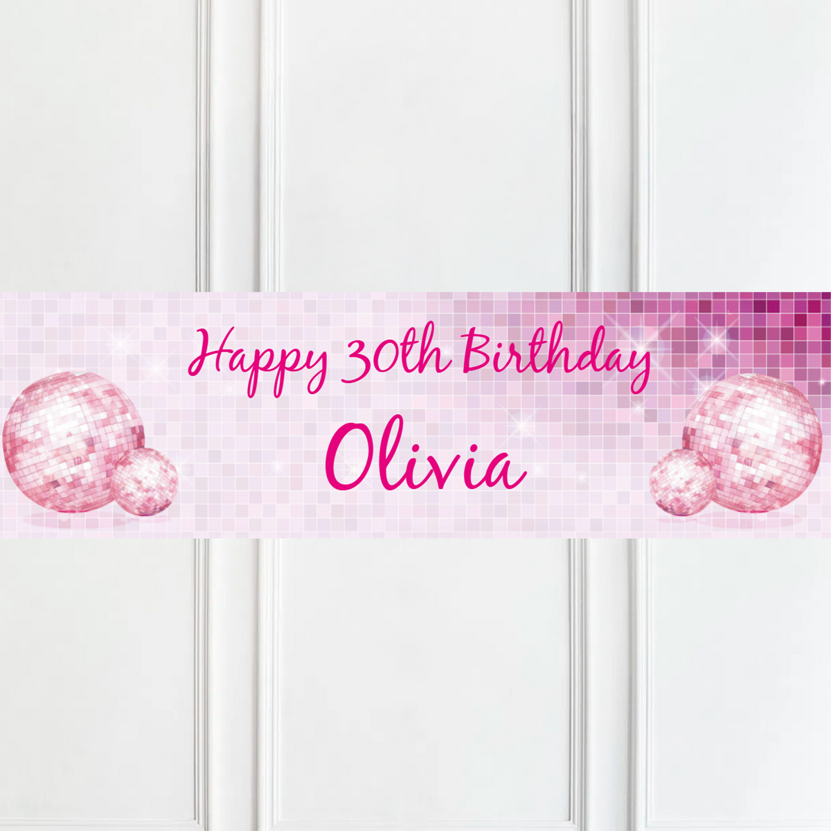 Pink Disco Personalised Party Banner Personalised Banner