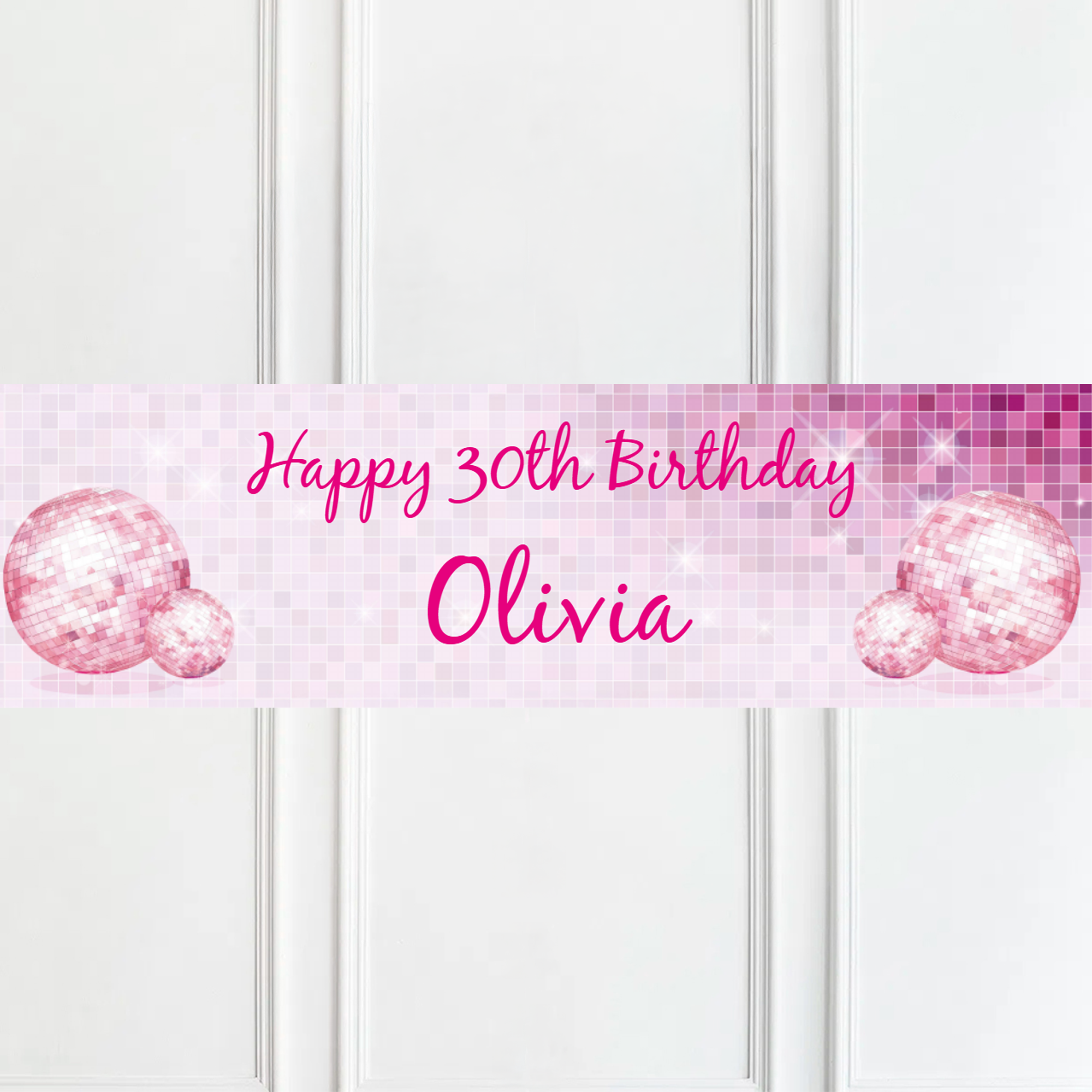 Pink Disco Personalised Party Banner Personalised Banner