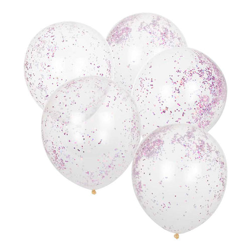 Pink Glitter Filled Latex Balloons (x5)