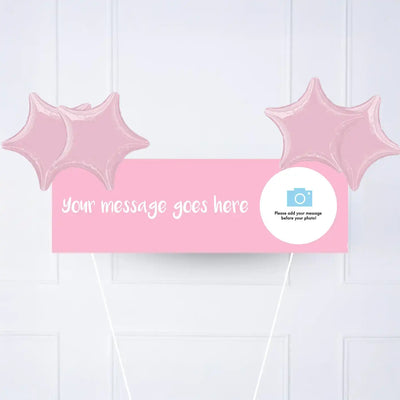 Coloured Personalised Party Banner Pink 4 Balloons Personalised Banner