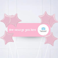Coloured Personalised Party Banner Pink 6 Balloons Personalised Banner