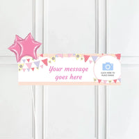 Pink Bunting Personalised Party Banner Yes 2 Balloons Personalised Banner
