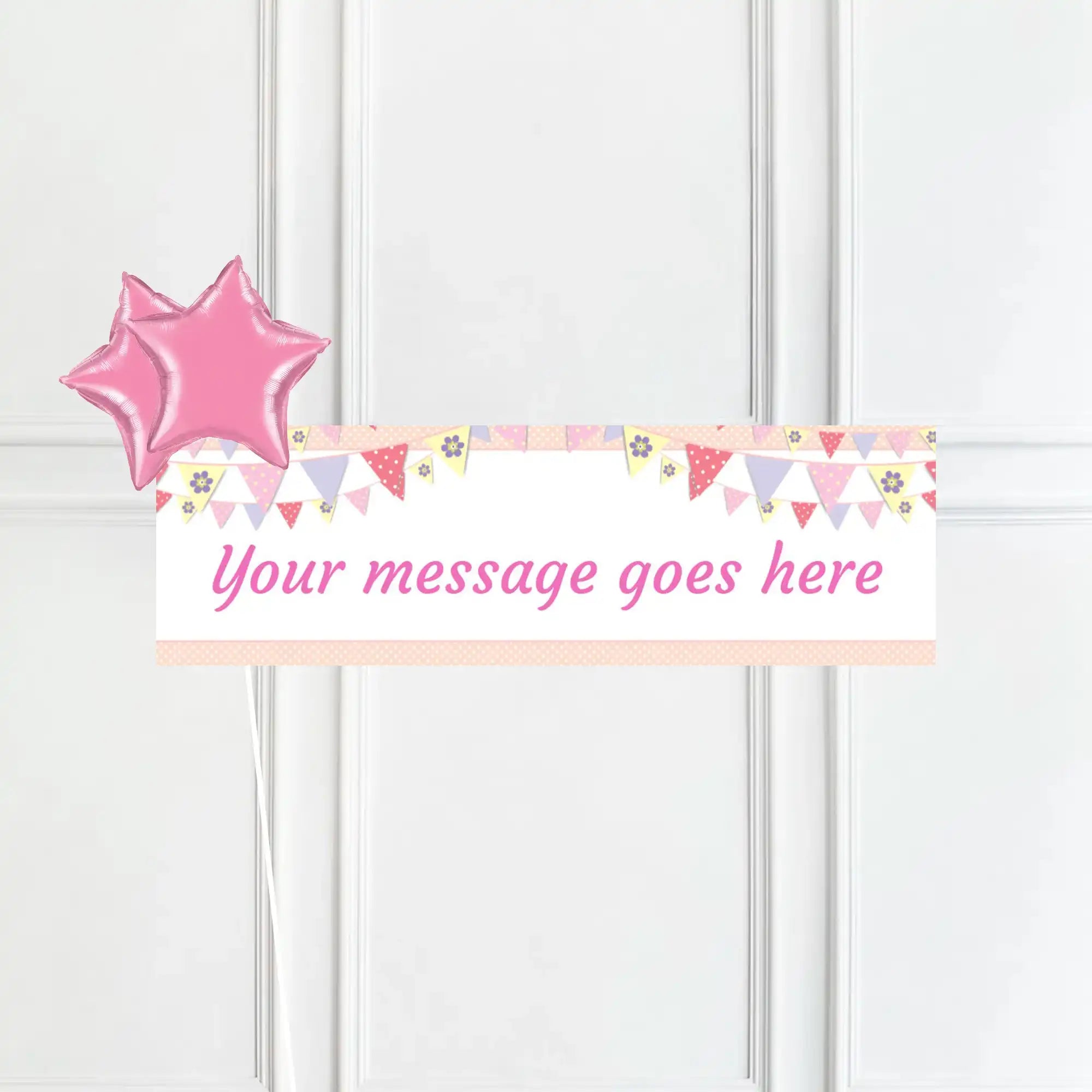 Pink Bunting Personalised Party Banner No 2 Balloons Personalised Banner