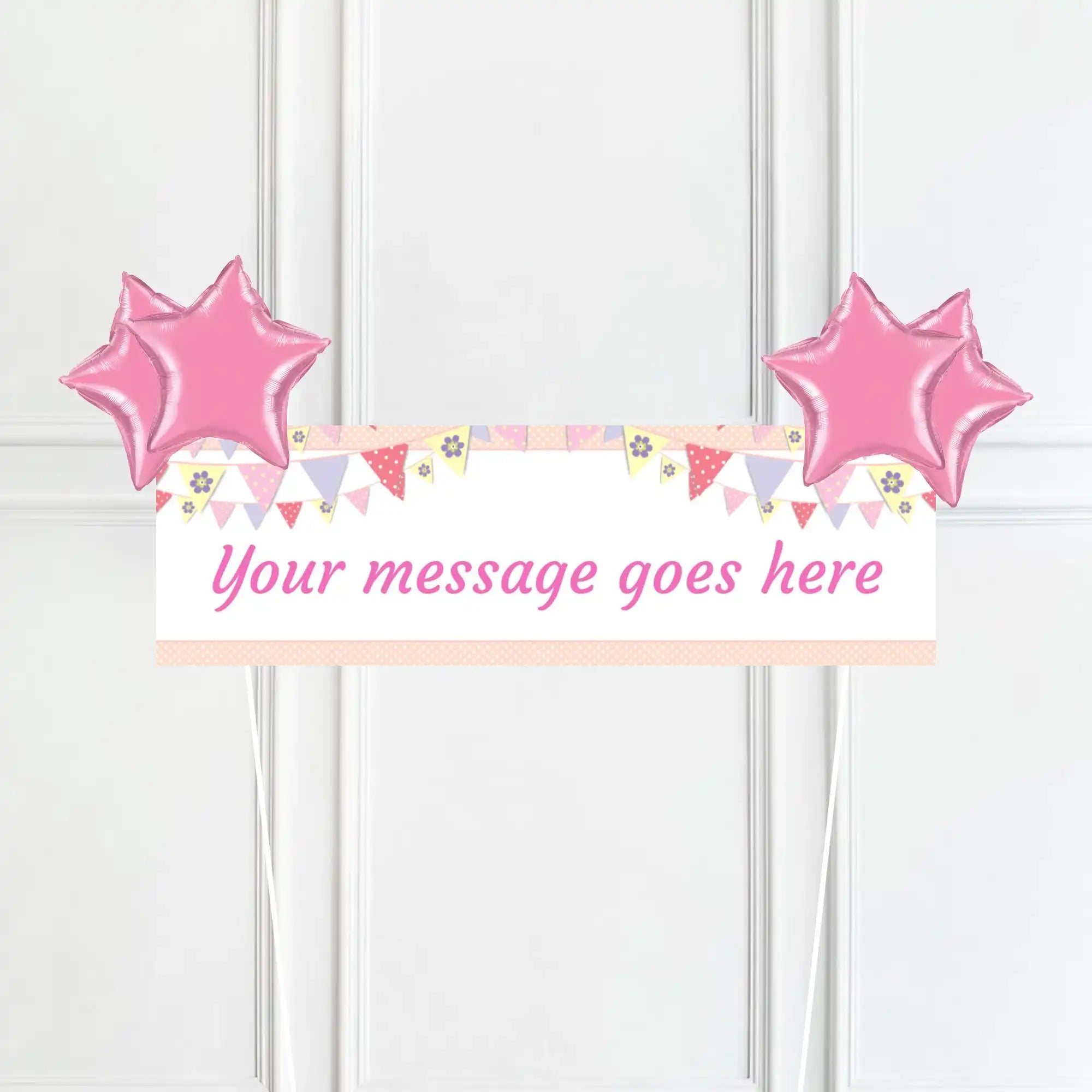 Pink Bunting Personalised Party Banner No 4 Balloons Personalised Banner