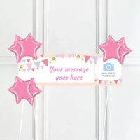 Pink Bunting Personalised Party Banner Yes 6 Balloons Personalised Banner