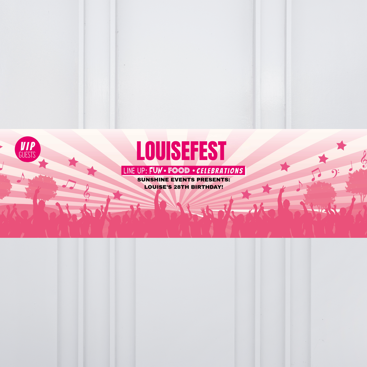 Pick Your Colour Festival Personalised Party Banner Pink Personalised Banner