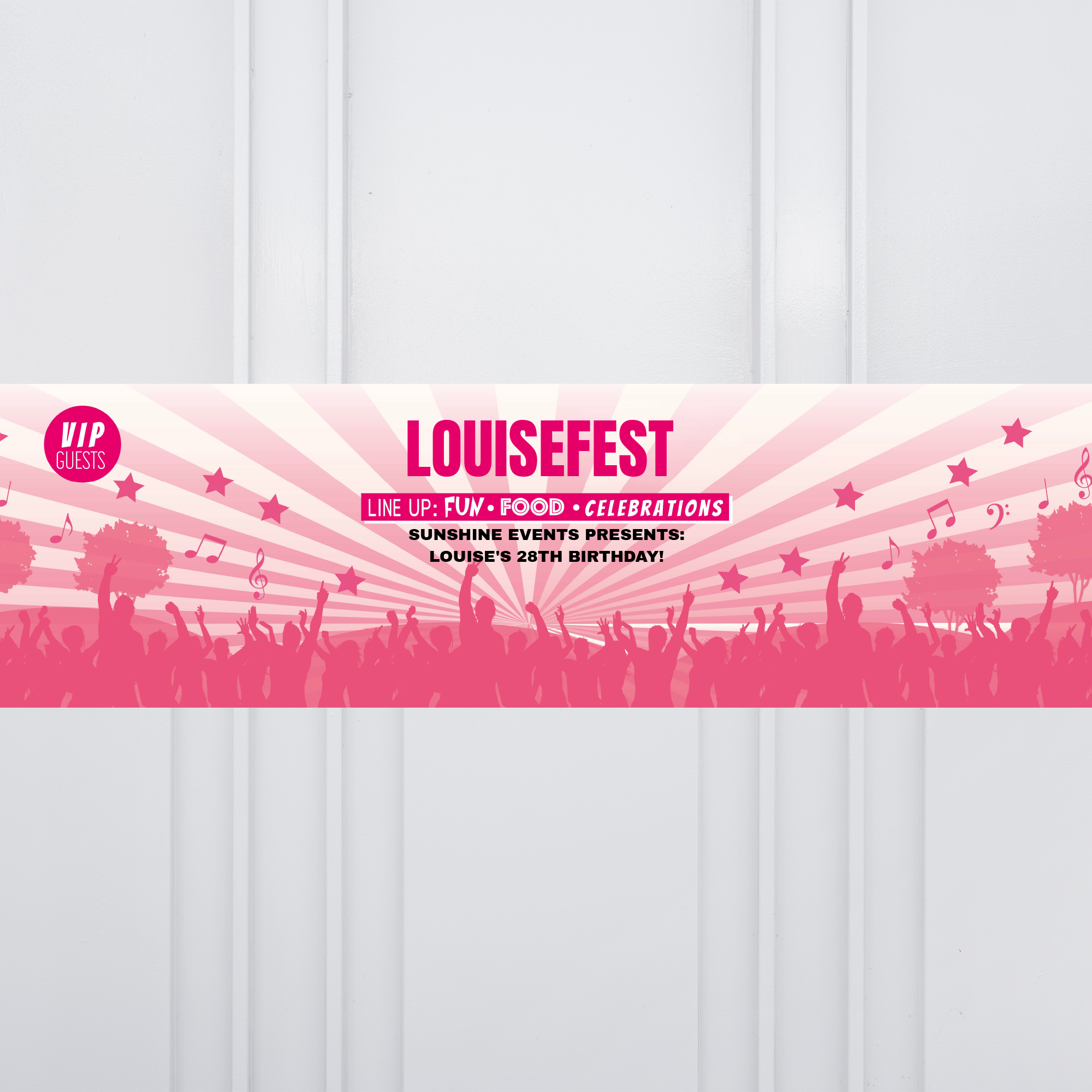 Pick Your Colour Festival Personalised Party Banner Pink Personalised Banner