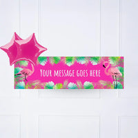Pink Palm Leaf Flamingo Personalised Party Banner No 2 Balloons Personalised Banner