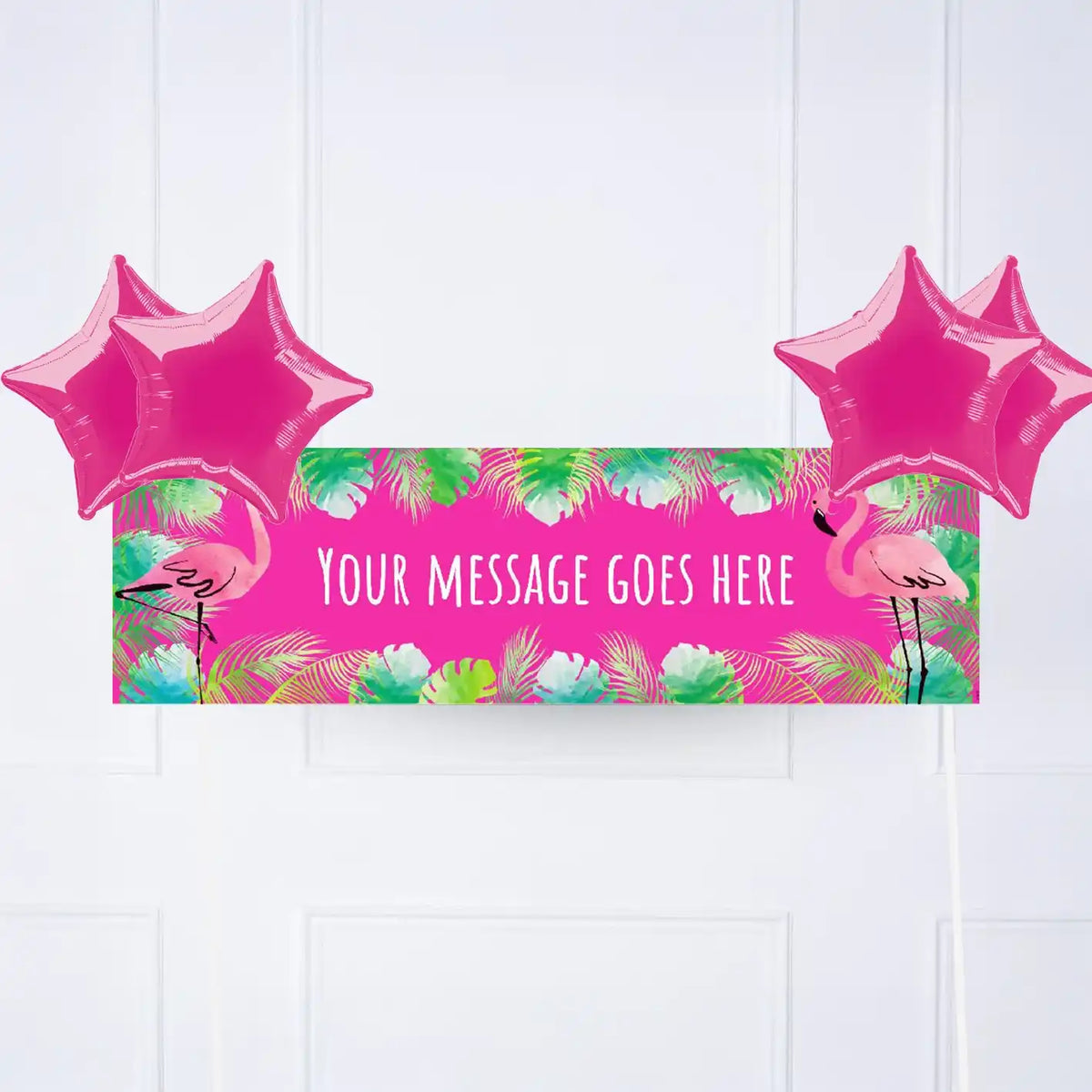 Pink Palm Leaf Flamingo Personalised Party Banner No 4 Balloons Personalised Banner