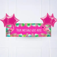 Pink Palm Leaf Flamingo Personalised Party Banner No 4 Balloons Personalised Banner