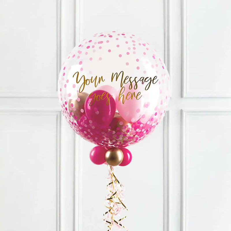 Personalised Bubble Balloon in a Box - Pink Gold Luxe None Personalised Balloons