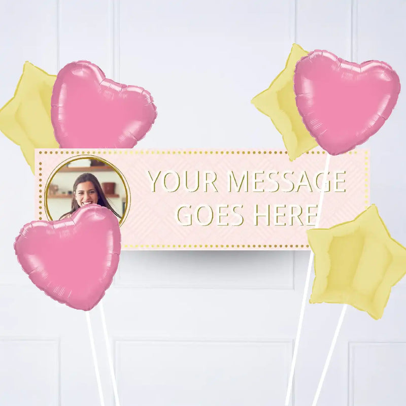Pink Pastel Perfection Personalised Party Banner Yes 6 Balloons Personalised Banner