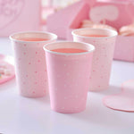 Pink Polka Dot Paper Cups (x8)