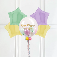 Personalised Bubble Balloon in a Box – Pretty Pastels 4 Extra Balloons Personalised Balloons
