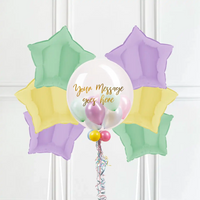 Personalised Bubble Balloon in a Box – Pretty Pastels 6 Extra Balloons Personalised Balloons