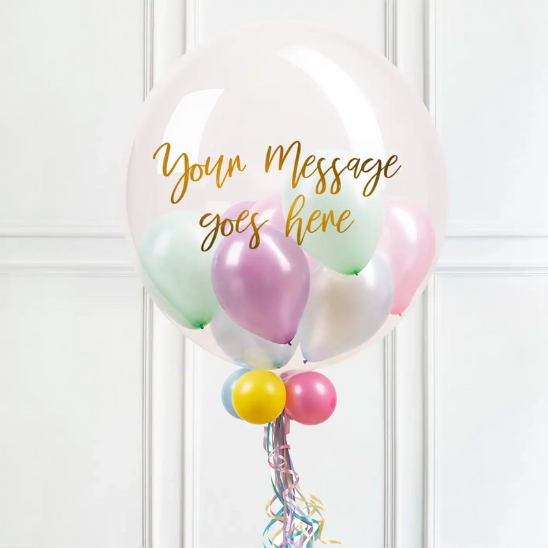 Personalised Bubble Balloon in a Box – Pretty Pastels None Personalised Balloons