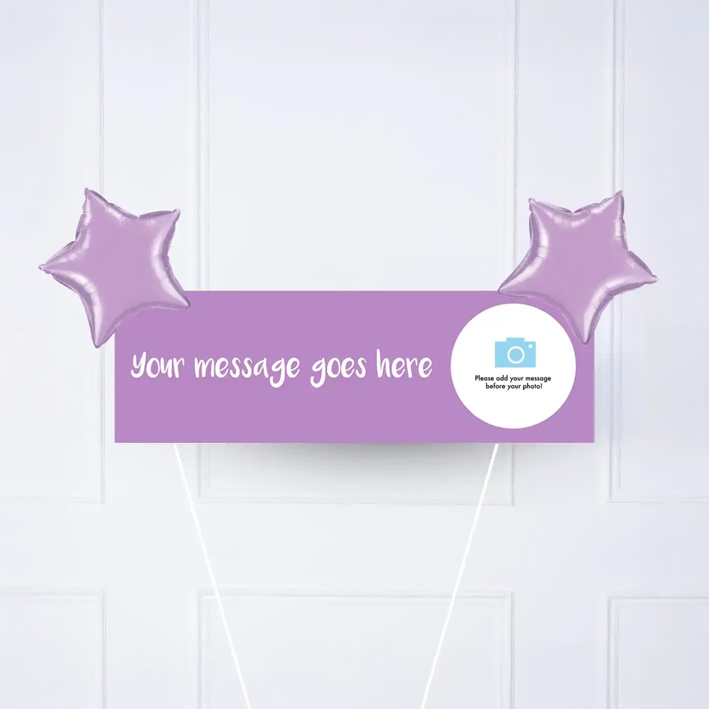 Coloured Personalised Party Banner Purple 2 Balloons Personalised Banner