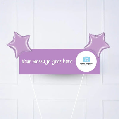 Coloured Personalised Party Banner Purple 2 Balloons Personalised Banner