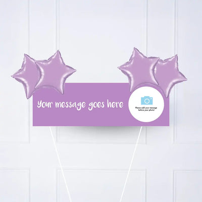 Coloured Personalised Party Banner Purple 4 Balloons Personalised Banner