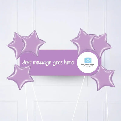 Coloured Personalised Party Banner Purple 6 Balloons Personalised Banner