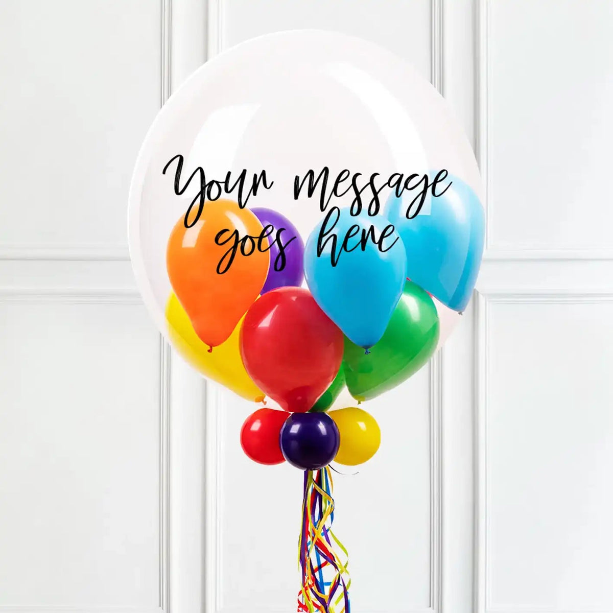 Personalised Bubble Balloon in a Box – Rainbow
