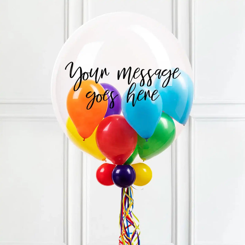 Personalised Bubble Balloon in a Box – Rainbow None Personalised Balloons