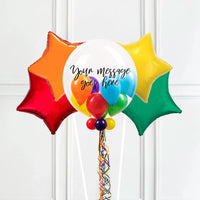 Personalised Bubble Balloon in a Box – Rainbow 4 Extra Balloons Personalised Balloons