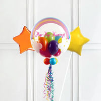 Personalised Bubble Balloon in a Box - Rainbow Clouds 2 Extra Balloons Personalised Balloons
