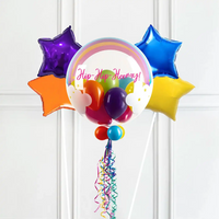 Personalised Bubble Balloon in a Box - Rainbow Clouds 4 Extra Balloons Personalised Balloons