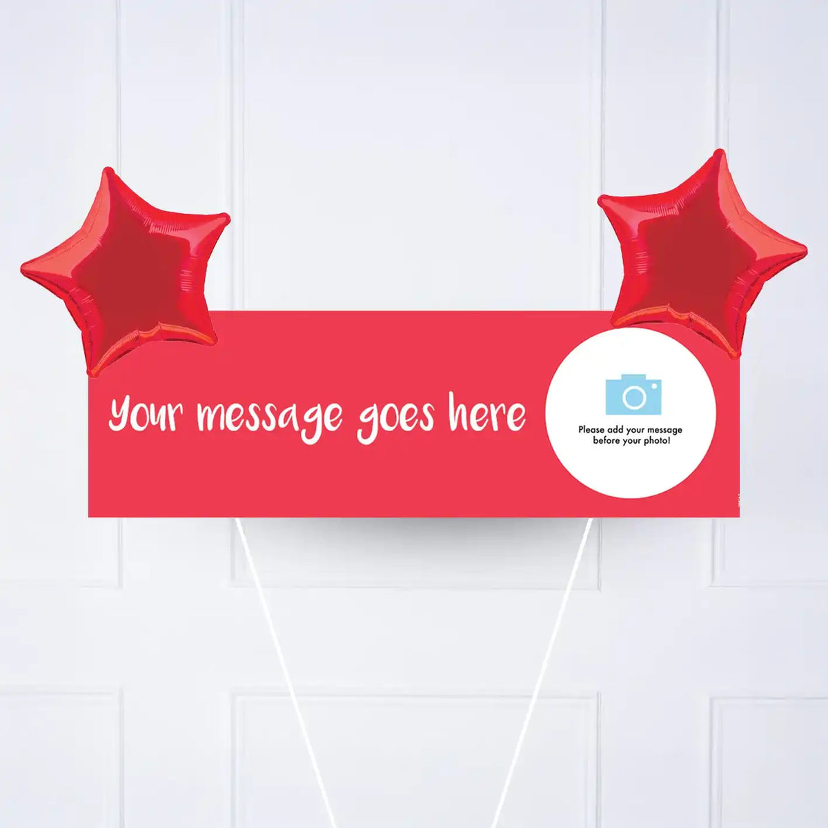 Coloured Personalised Party Banner Red 2 Balloons Personalised Banner