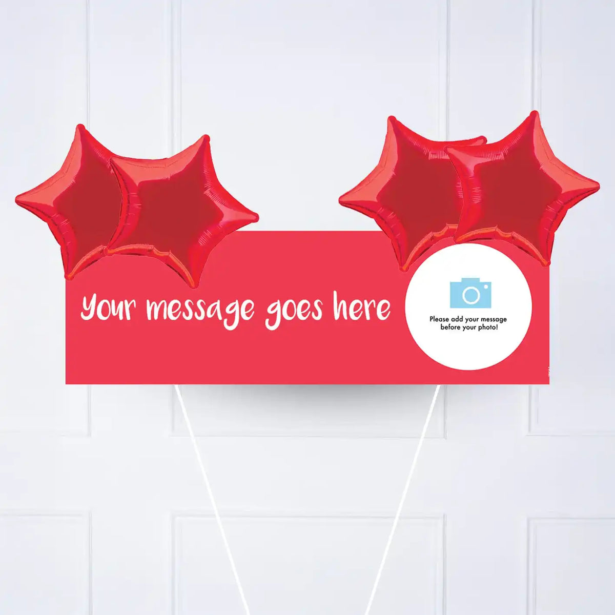 Coloured Personalised Party Banner Red 4 Balloons Personalised Banner