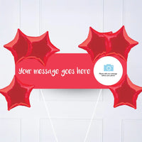 Coloured Personalised Party Banner Red 6 Balloons Personalised Banner