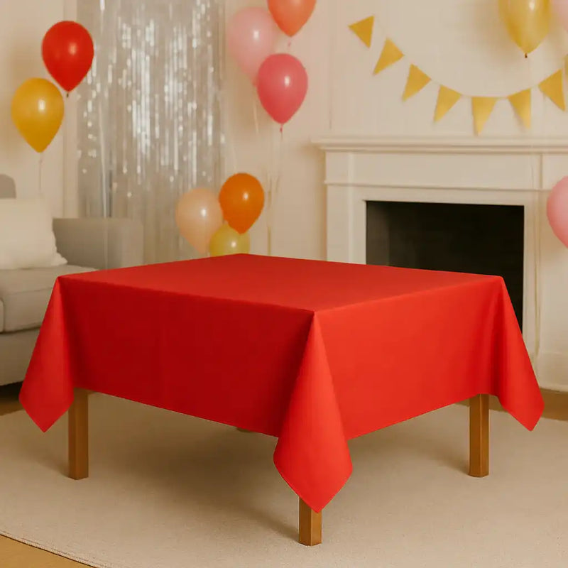 Ruby Red Solid Reusable Plastic Table Cover, 54" x 108" Party Pieces