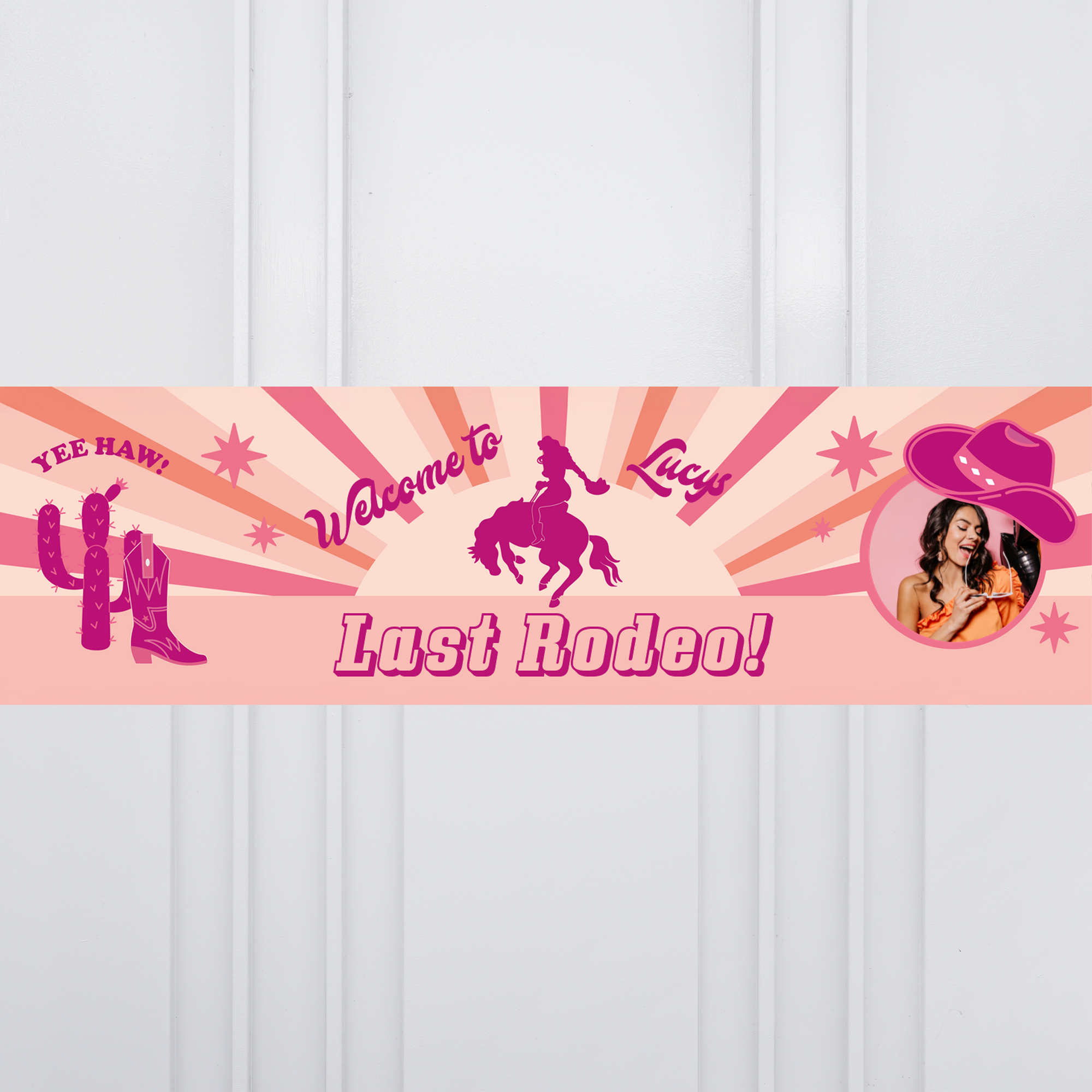 Pink Rodeo Cowgirl Personalised Party Banner Personalised Banner