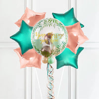 Personalised Bubble Balloon in a Box - Rose Garden 6 Extra Balloons Personalised Balloons